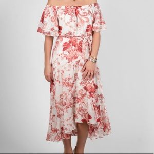 Floral Off the Shoulder Hi-Lo Dress